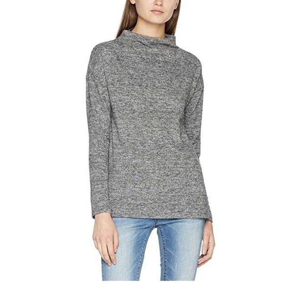 ICHI Sweaters - ICHI Women's Linea High Neck Long Sleeve Sweater In Grey Melange Size S